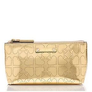 KATE SPADE Perforated Heart Golden Zip Up Case Makeup Toiletries